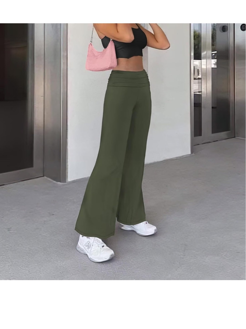 Hybrid & company Olive Wide-Leg High Waist Pants
